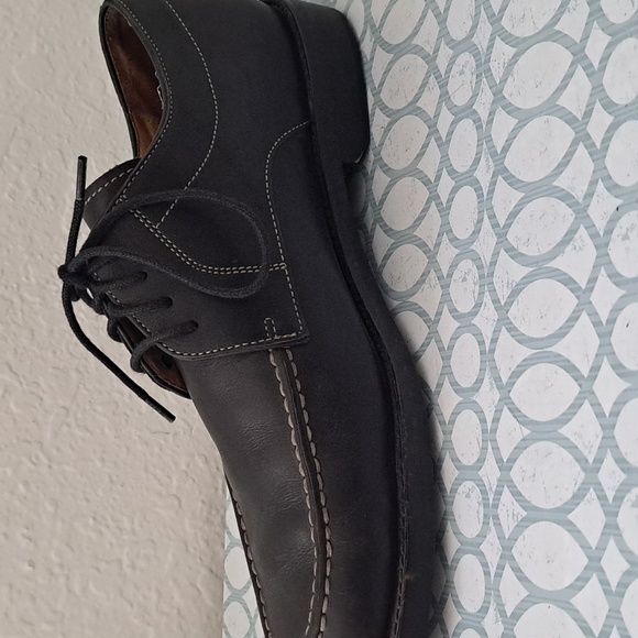 Men's Saks Fifth Avenue Solid Black Leather Oxford Split Toe Dress Shoe Size 9 - Picture 6 of 8